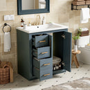 Ceramic Sink Combo, Freestanding Vanity Set With 3 Drawers & Soft Closing Doors