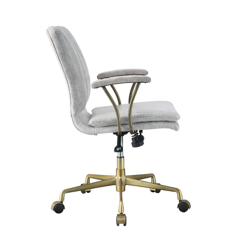 Damir - Office Chair - Vintage White Top Grain Leather & Chrome - Atlantic Fine Furniture Inc