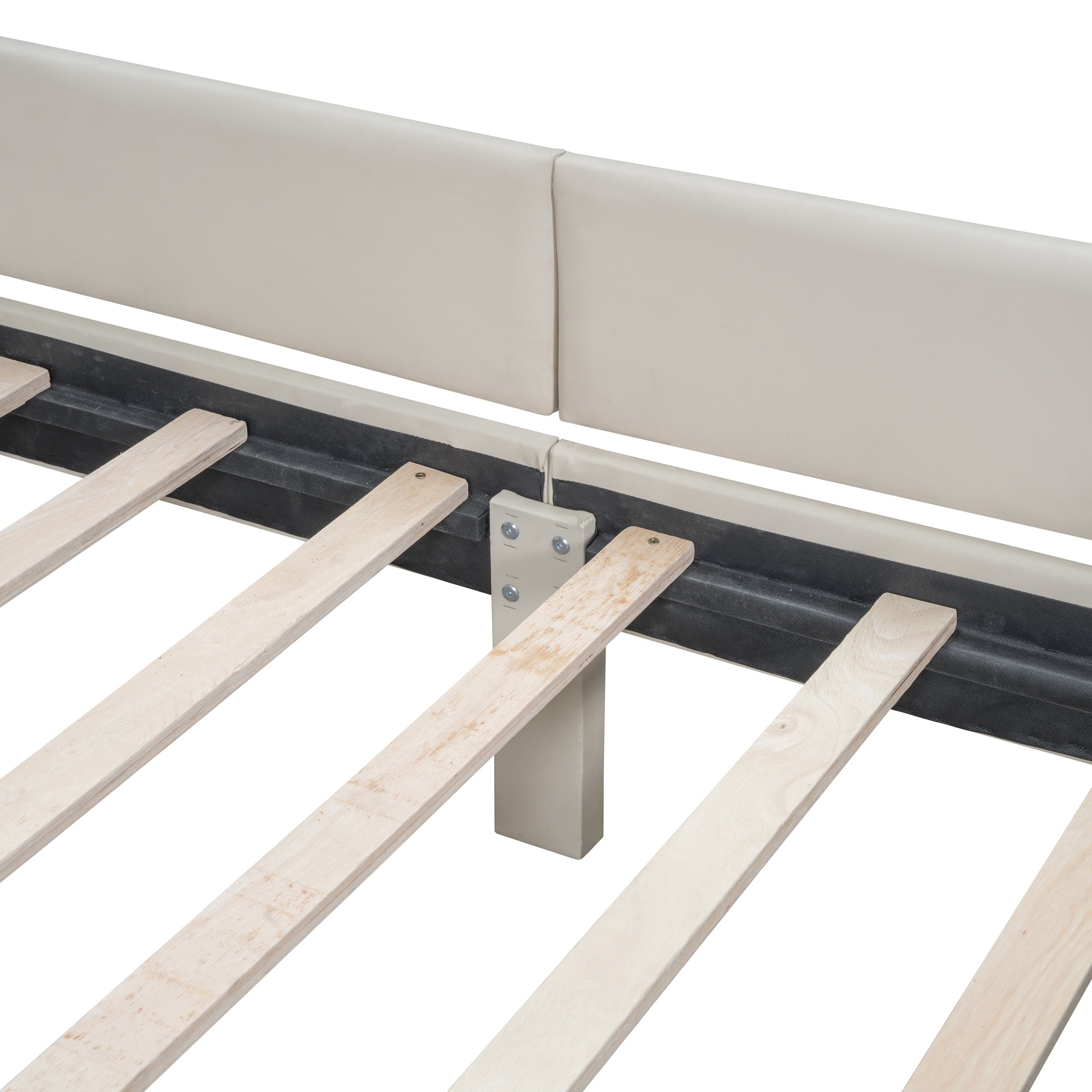 Queen Size & Twin XL Size Upholstered Platform Bed, Mother & Child Bed with Hydraulic Storage System, Drawer Box, Bedhead storage shelf and Two pairs of sockets & USB Ports, PU Leather, Beige