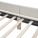 Queen Size & Twin XL Size Upholstered Platform Bed, Mother & Child Bed with Hydraulic Storage System, Drawer Box, Bedhead storage shelf and Two pairs of sockets & USB Ports, PU Leather, Beige