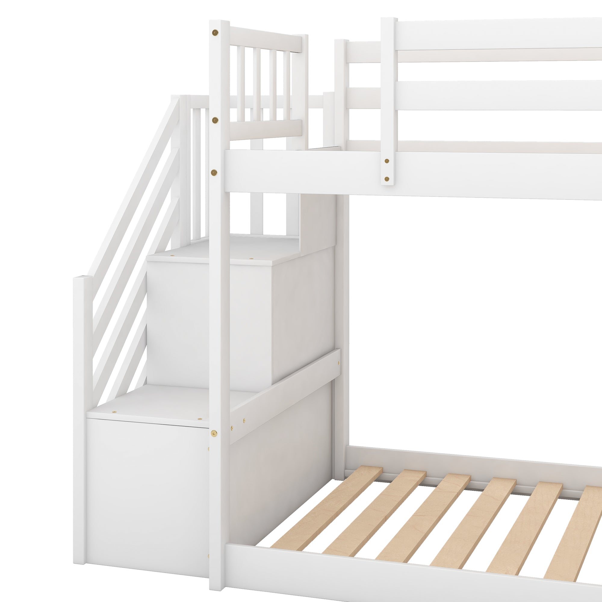 Twin over Twin Bunk Bed with Convertible Slide and Stairway, White - Atlantic Fine Furniture Melbourne FL