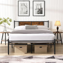 ModerMetal Bedframe With Wood Panel Headboard