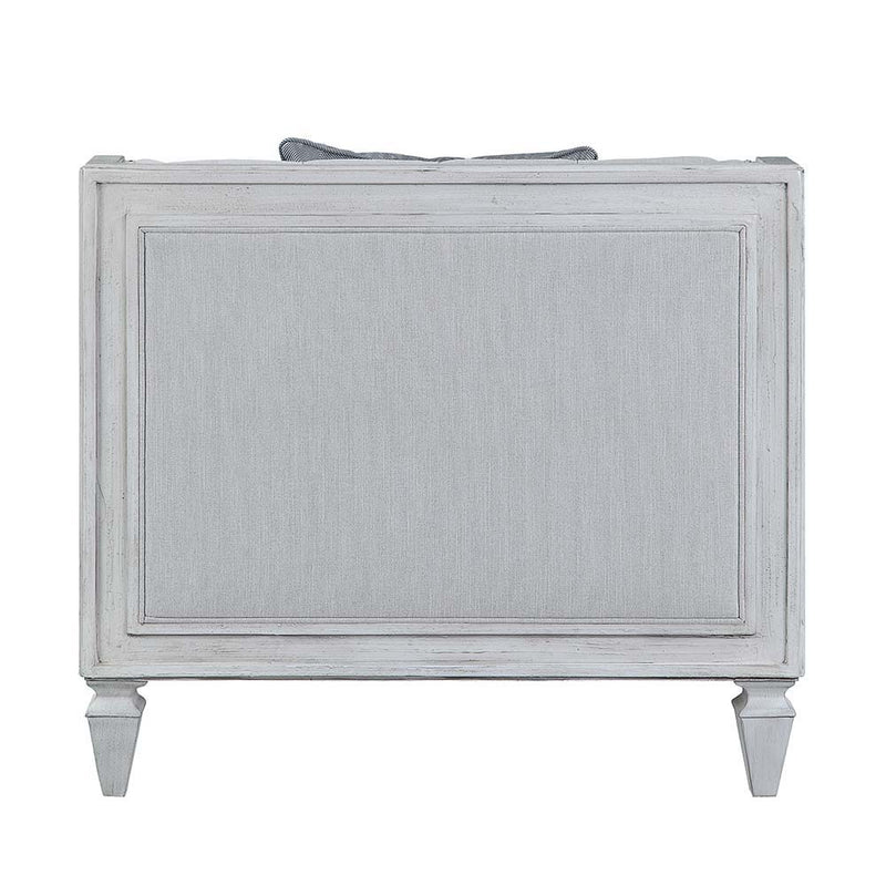 Katia - Chair - Light Gray Linen & Weathered White Finish - Atlantic Fine Furniture Inc