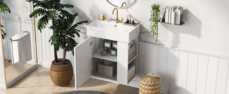 Modern Floating Bathroom Vanity With Ceramic Basin Perfect For Small Bathrooms