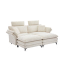 Modern Corduroy Deep Seat Sectional Sofa With Ottoman