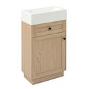 Bathroom Vanity With Reversible Resin Sink, Cabinet & Zinc Alloy Handles - Wood