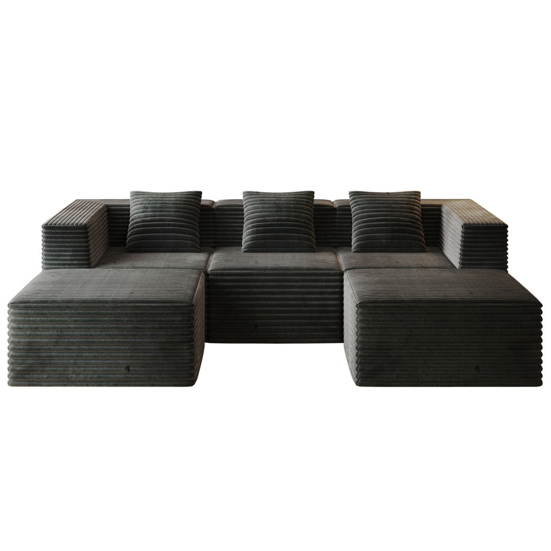 Compression Sofa With 2 Ottomans