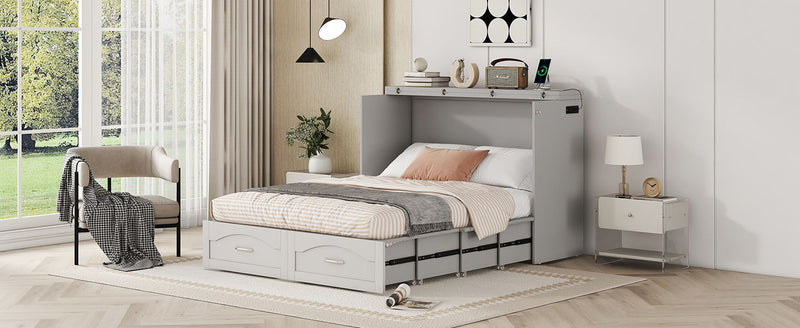 Murphy Wall Bed With Drawer And A Set Of Sockets & USB Ports, Pulley Structure Design
