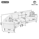 Upholstered 3 Seater Curved Sofa With Printed Pillows Chenille