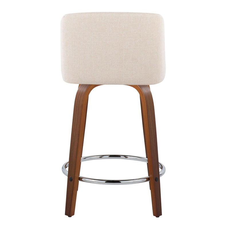 Toriano - Mid Century Modern Fixed Height Counter Stool With Swivel With Round Footrest (Set of 2)