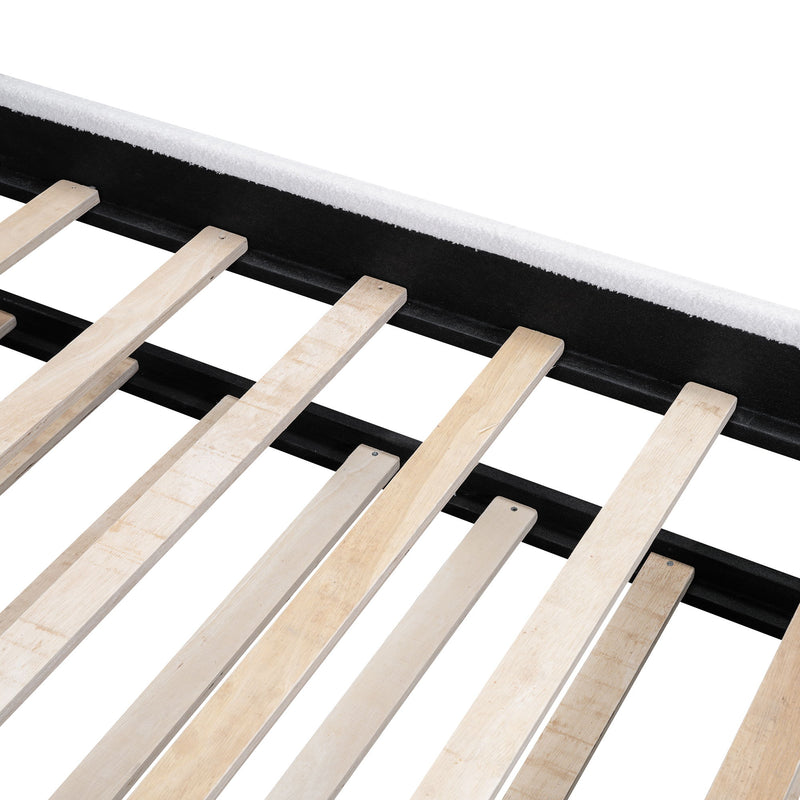 Upholstered Platform Bed With Wood Supporting Feet And Trundle