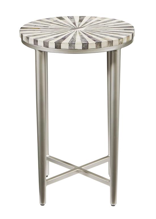 Torrin Pinwheel Design Bone Inlay Topped Accent Table