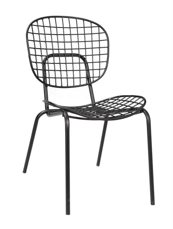 Iron Accent Chair with Woven Patterned Seat