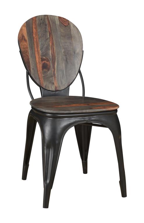 Set of 2 Sheesham and Metal Dining Chairs