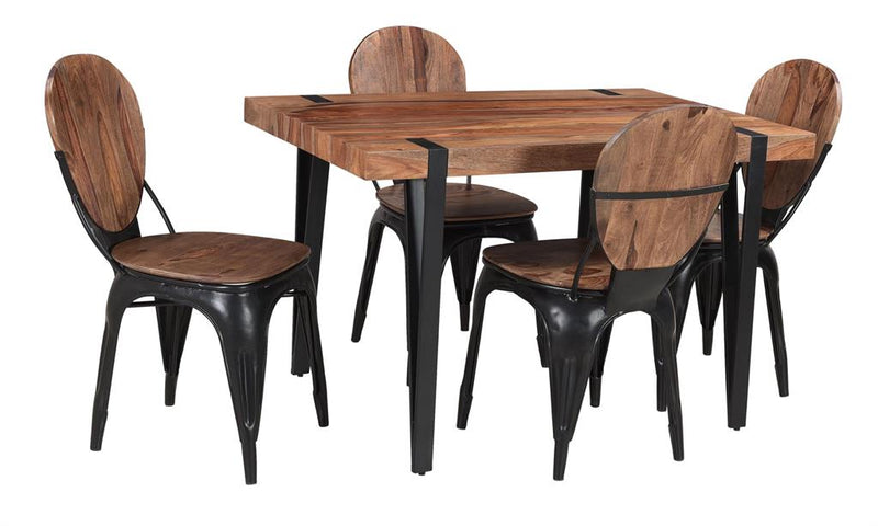 Set of 2 Sheesham and Metal Dining Chairs