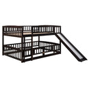 Low Bunk Bed With Slide, Fence And Ladder