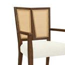 Mid Century Modern Arm Dining Chairs With Rattan Backrest