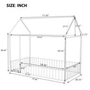 Metal Bed House Bed Frame With Fence