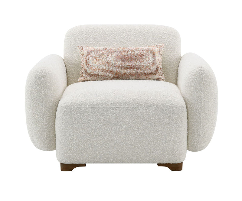 Darius - Boucle Accent Chair With 1 Toss Pillow - Beige