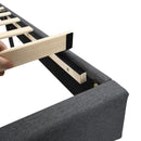 Modern Upholstered Platform Bed Frame With Button Tufted Headboard And USB Ports