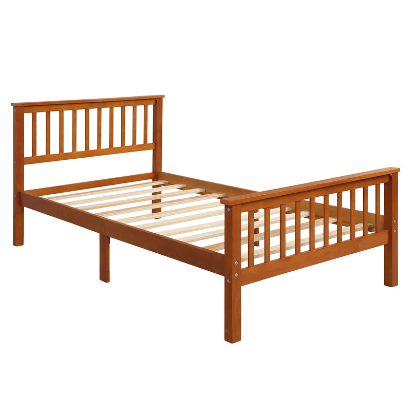 Wood Platform Bed with Headboard and Footboard (Oak)