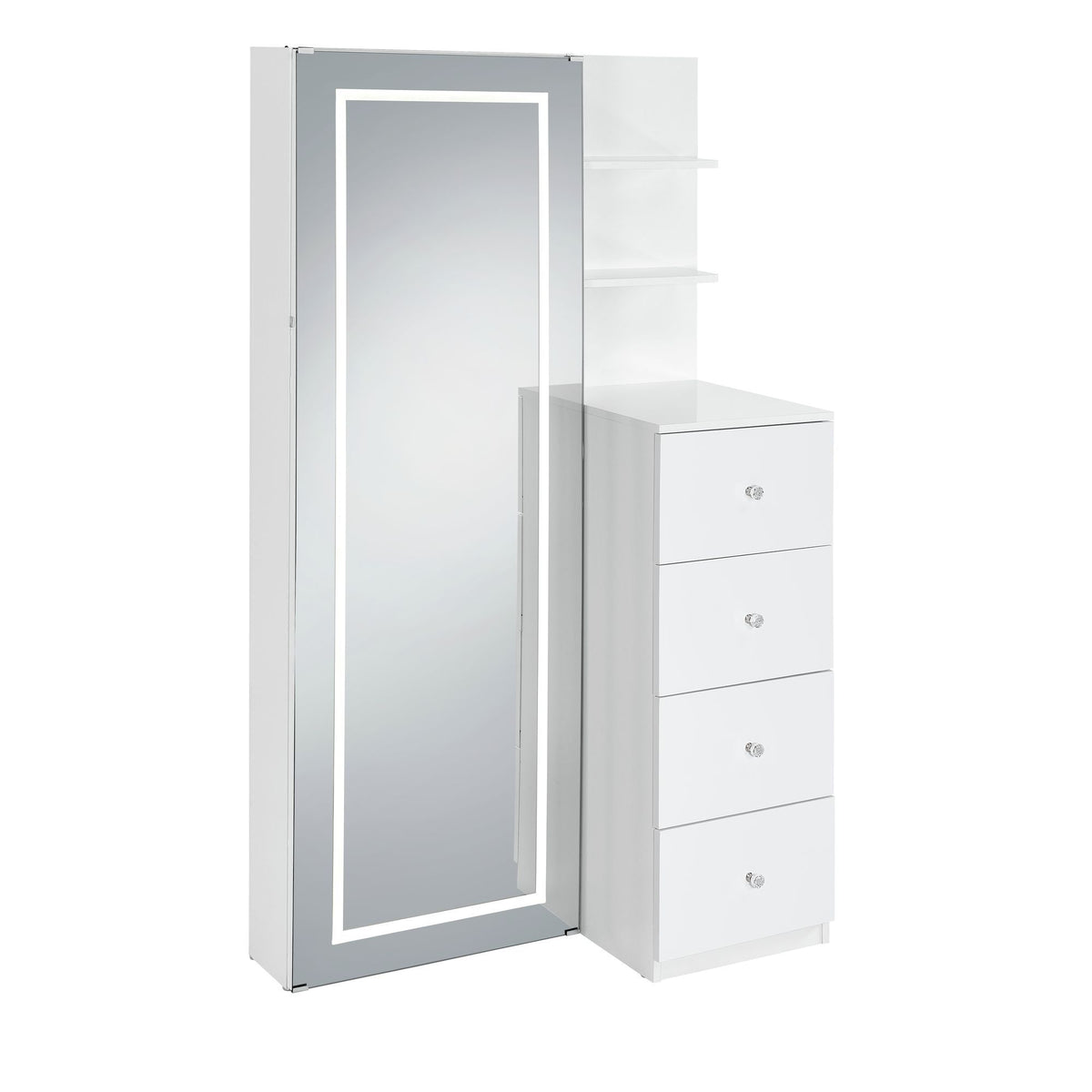 Vancouver Floor Mirror With Storage in White by Elements International, view 5