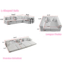 Modular L Shaped Floor Living Room Sofa Set With 6 Pillows