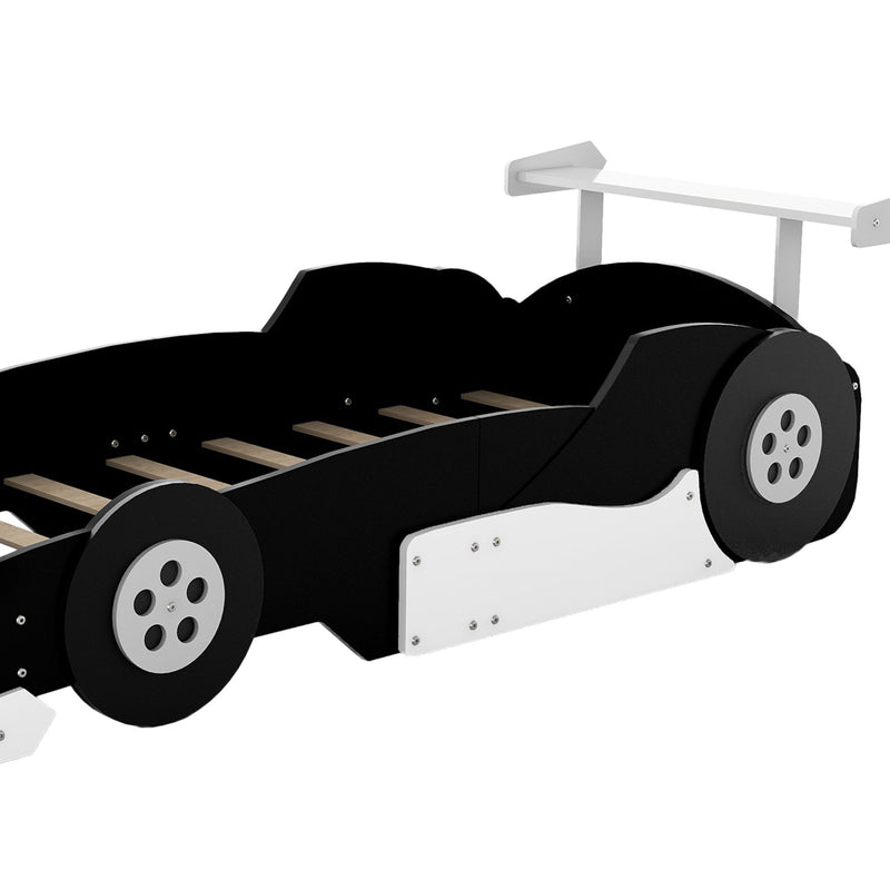 Twin Size Race Car-Shaped Platform Bed With Wheels