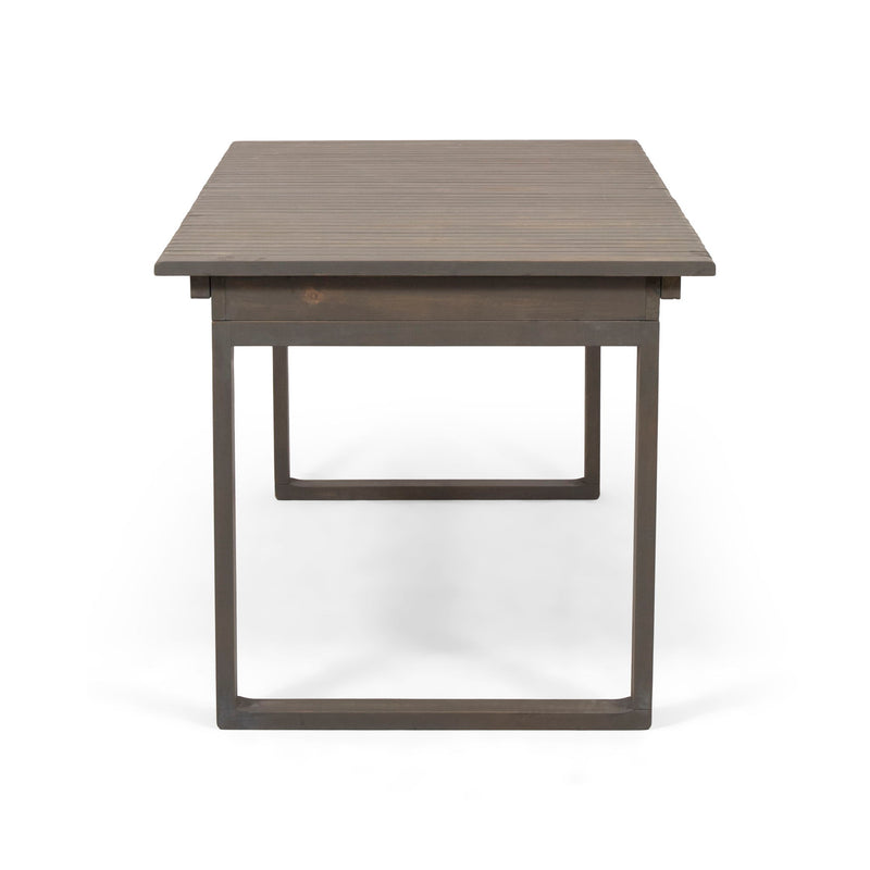 Outdoor Expandable Acacia Wood Dining Table With U Shaped Leg