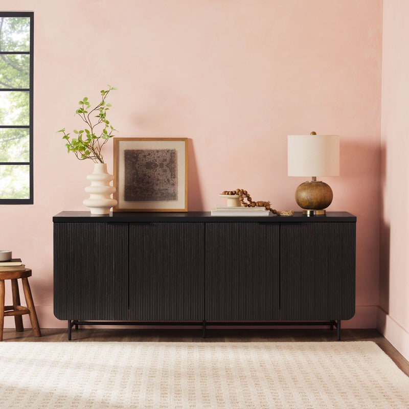 Modern Scandi Fluted Door Sideboard - Black