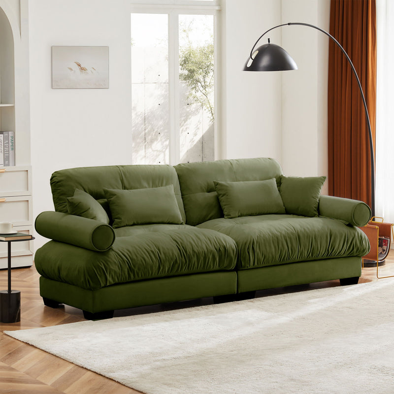 Modern Oversize Sofa With Cloud Like Comfort, Featuring Waist And Throw Pillows