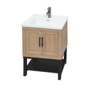 Modern Freestanding Bathroom Vanity With Ceramic Sink, Hot And Cold Faucet, Storage Cabinet & Open Shelf