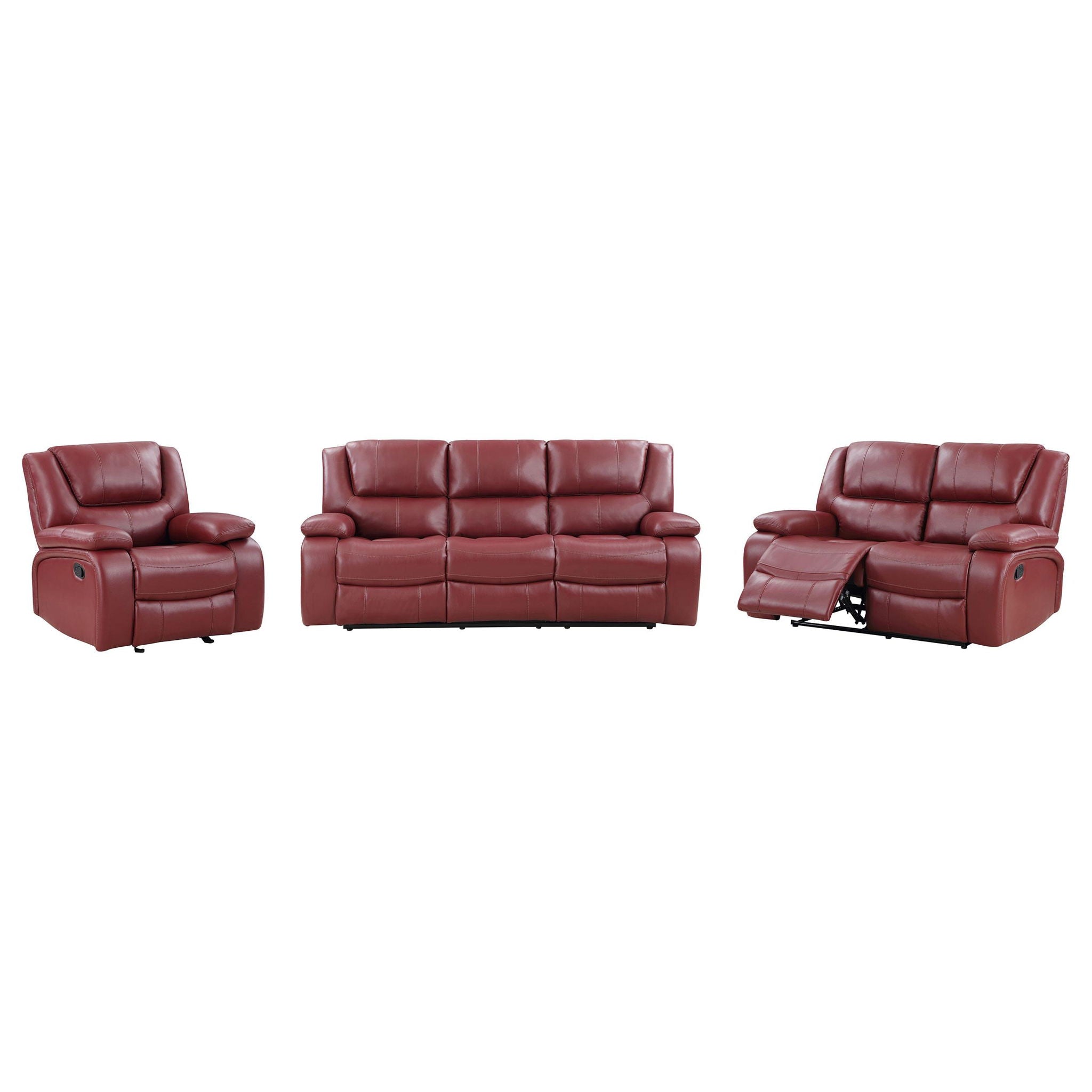 Camila 3-piece Upholstered Reclining Sofa Set Red