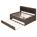 Captain Bed With Built In Bookshelves, 3 Storage Drawers, And Trundle