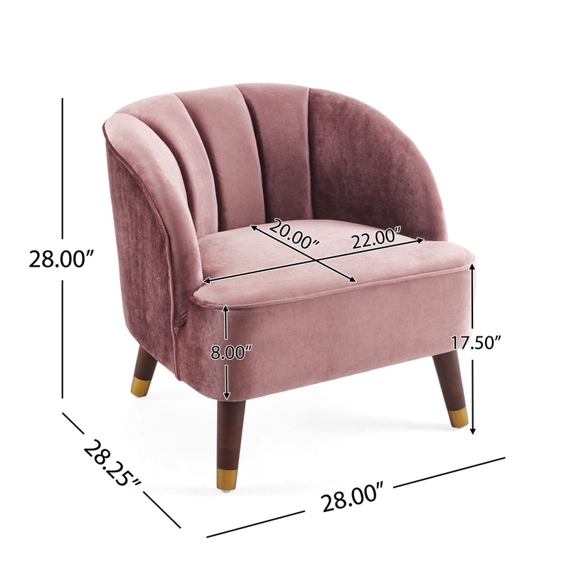 Elegant Upholstered Barrel Accent Chair With Wooden Legs