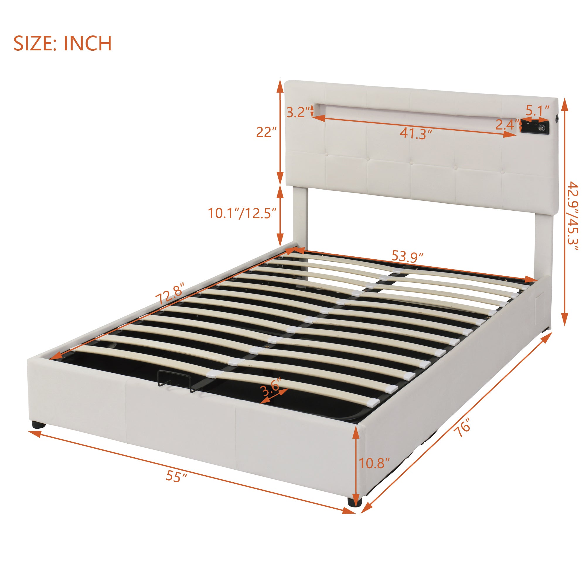 Full Size Upholstered Bed with LED Light and Integrated Bluetooth Audio System, Modern Platform Bed with Hydraulic Storage System and USB Port, Velvet , Beige - Atlantic Fine Furniture Melbourne FL