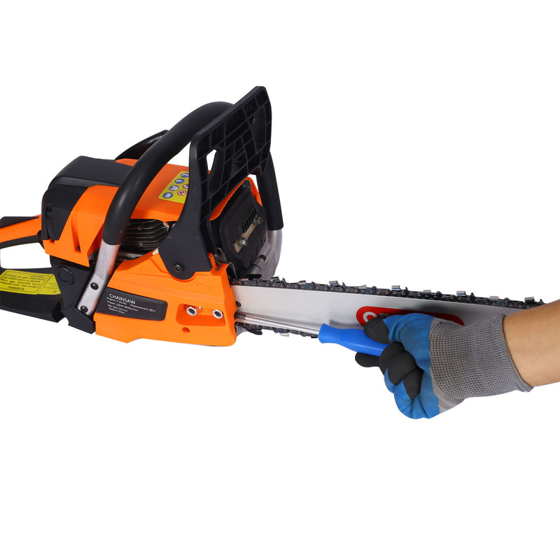58Cc Gasoline Chainsaw 20" Bar For Wood Cutting With Oregon Chain And Bar - Orange