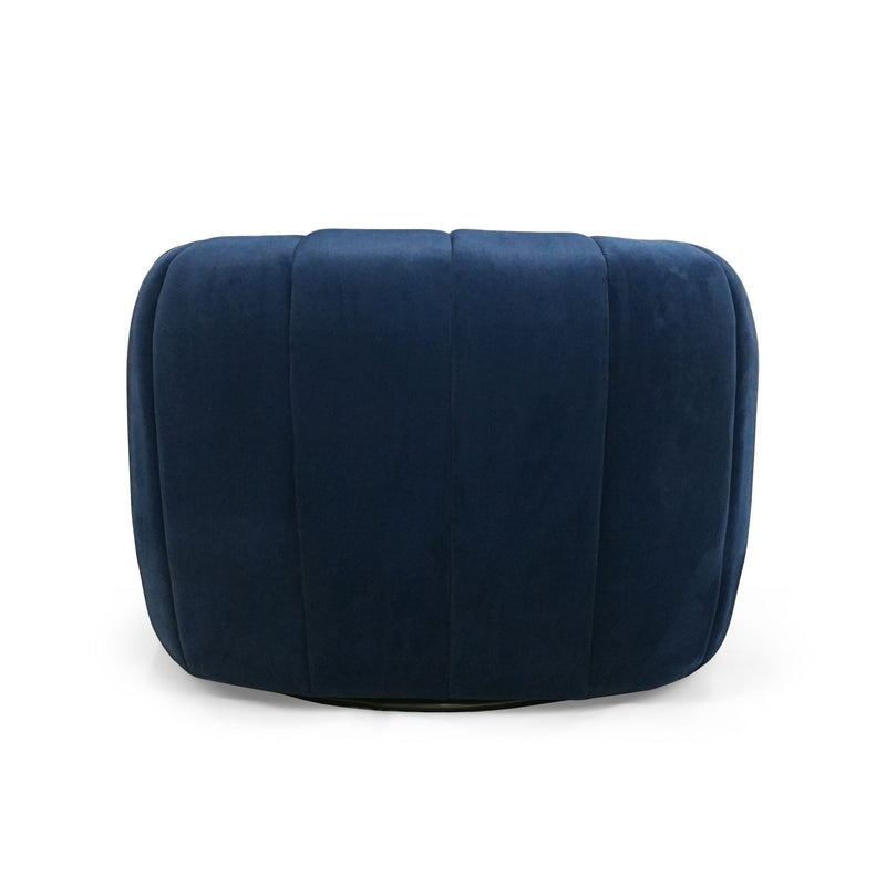 Serenizia - Upholstered Velvet Swivel Chair With Channel Tufted