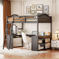 Loft Bed With Drawers, Cabinet, Shelves With Desk