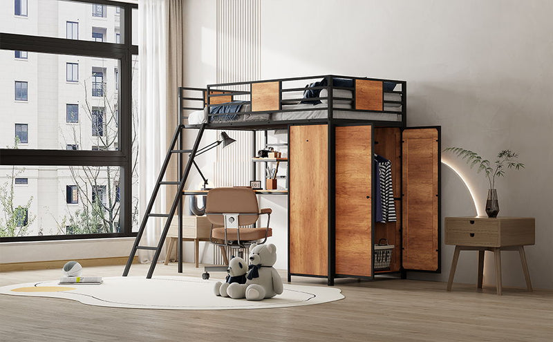 Loft Bed With L Shape Desk And Wardrobe