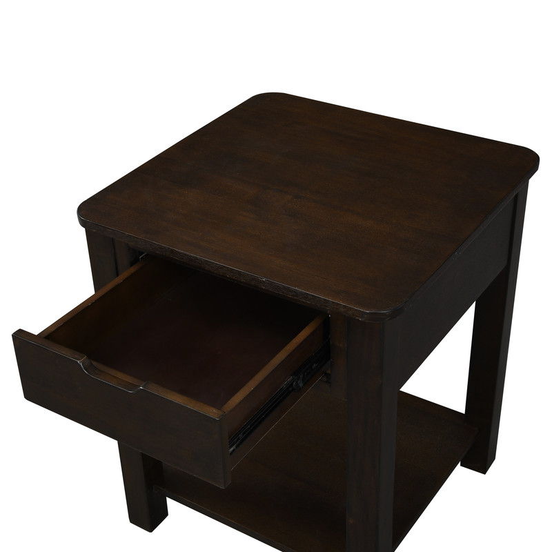 Flora - 20" MDF End Table With Drawer - Dark Brown