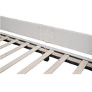 Twin Size Upholstered Platform Bed with Nailhead Trim Decoration and Guardrail, Beige