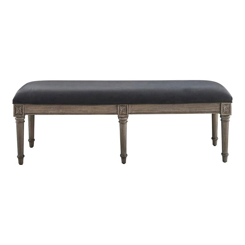 French Gray Upholstered Bench