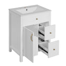 Elegant Bathroom Vanity With Ceramic Sink, Soft Close Doors And Drawers, Double Storage Racks