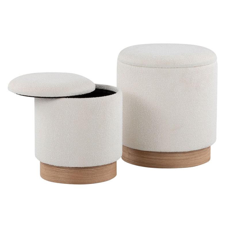 Marla - Contemporary, Nesting Ottoman Set - Natural / Cream