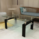 Modern Rectangular Coffee Table With Tempered Glass Top