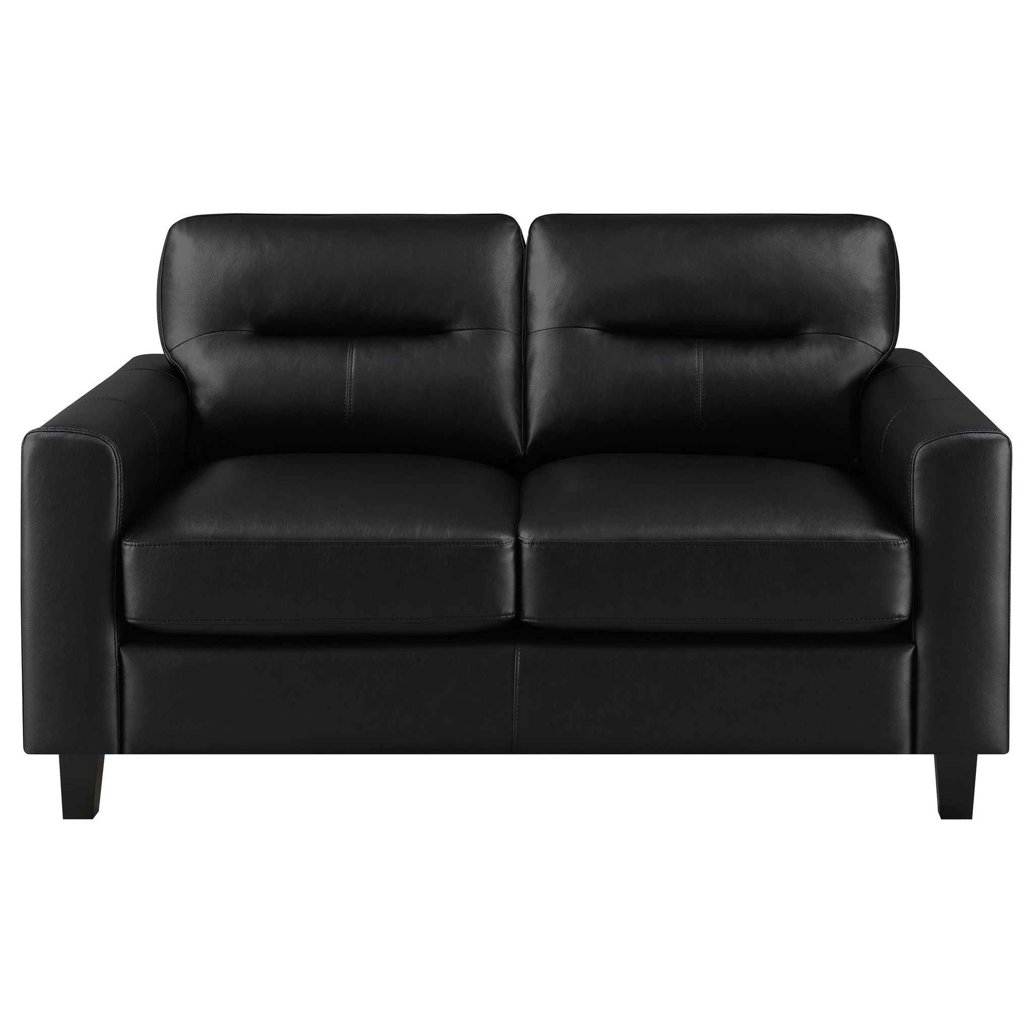 Scotland 2-piece Faux Leather Upholstered Sofa Set Black
