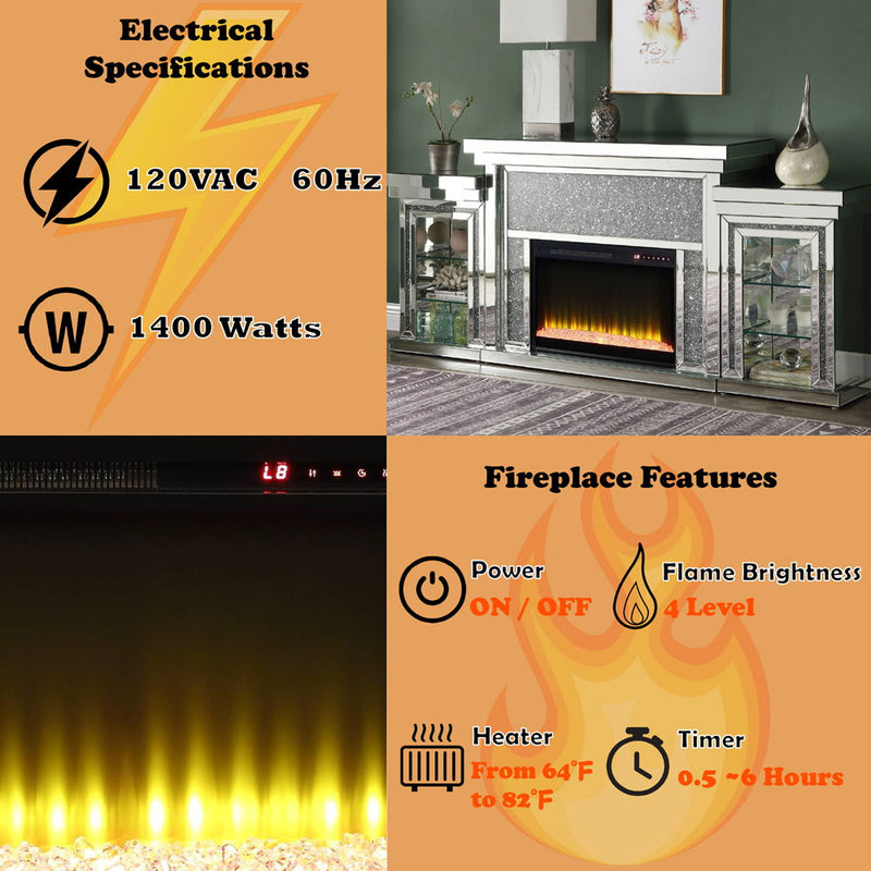 Noralie - Fireplace - Mirrored - Wood - Atlantic Fine Furniture Inc