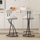 Round Print Bar Stools Upholstered Chairs For Kitchen (Set of 2)