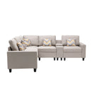 Nolan - Fabric 6 Piece Sectional Sofa With Pillows And Interchangeable Legs
